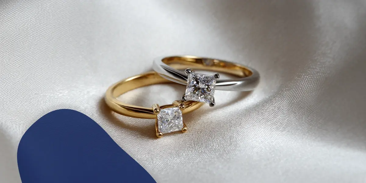 anillo de playa y oro corte princesa