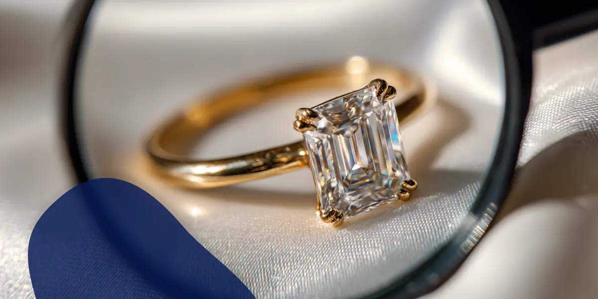 anillo con corte esmeralda